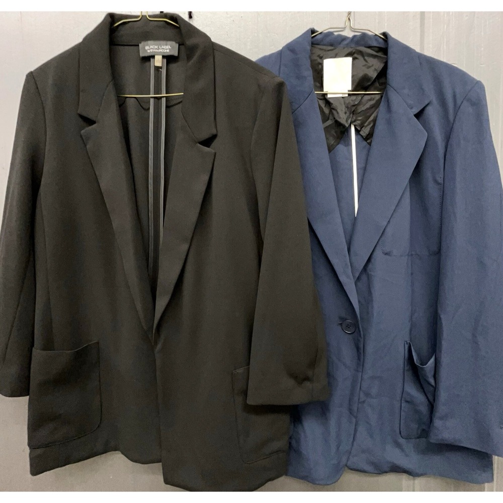 Women Blazer Jacket M/L LOT OF‎ 2 Black Blue Pockets Career Casual Versatile